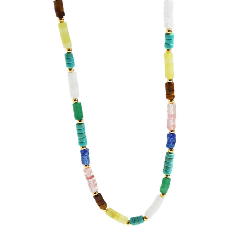 Wholesale Colorful Stone Brass Necklaces